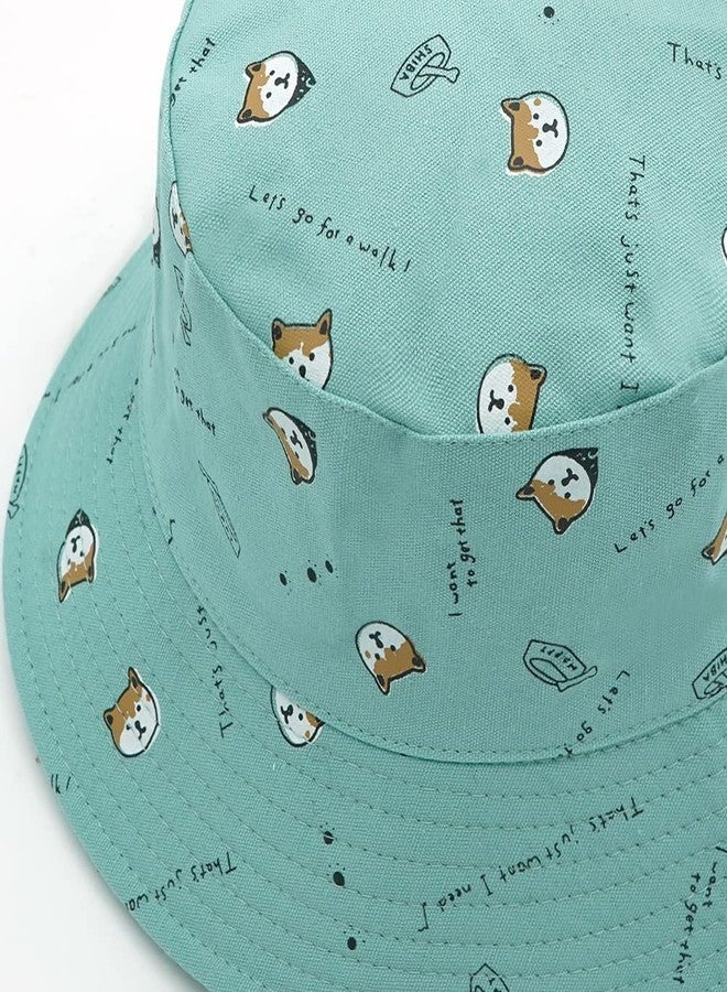 Taidor Bucket Hat Beach Hat Foldable Summer Travel Sun Hats Fisherman Cap Dog Green - Image 4